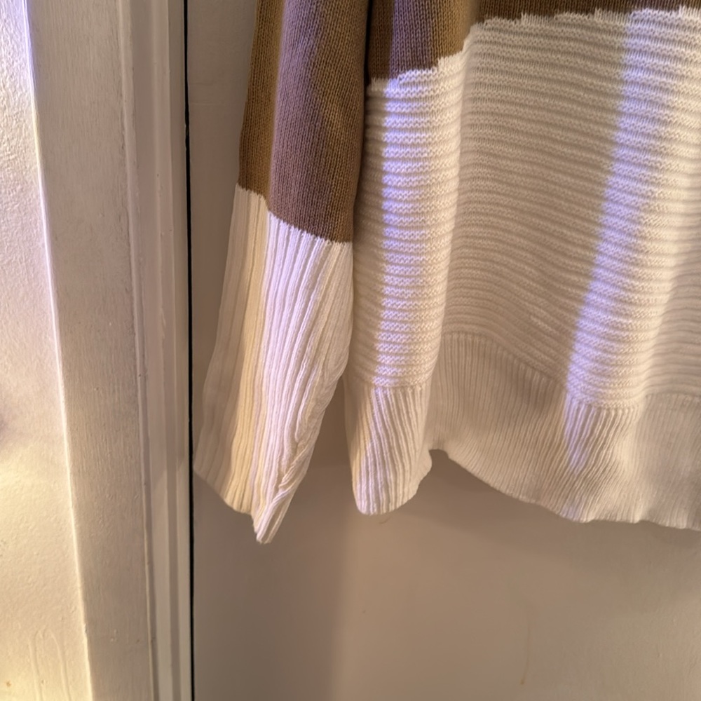 Tan And Cream Color Block, Mock Turtleneck Sweate… - image 4